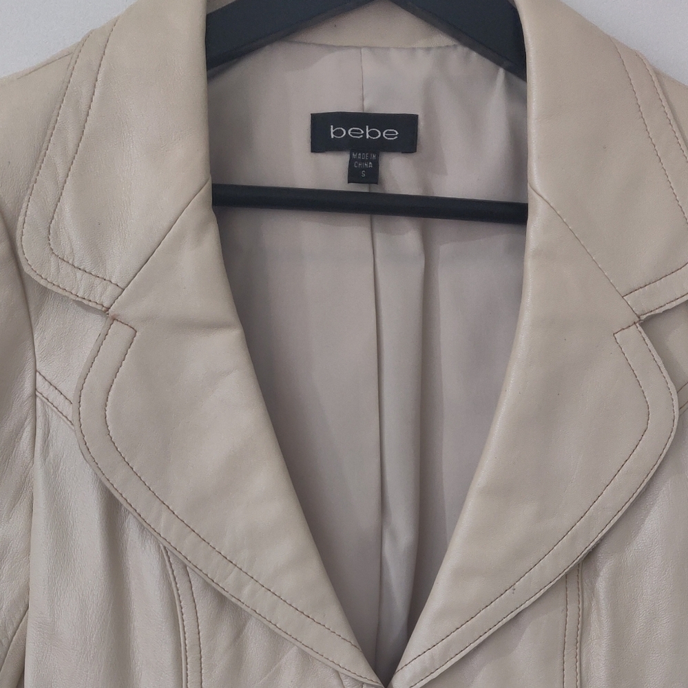 Bebe Women's Cream Leather Jacket